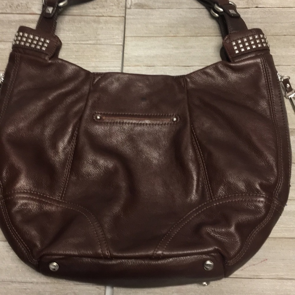 B Makowsky Brown Leather Hobo Purse